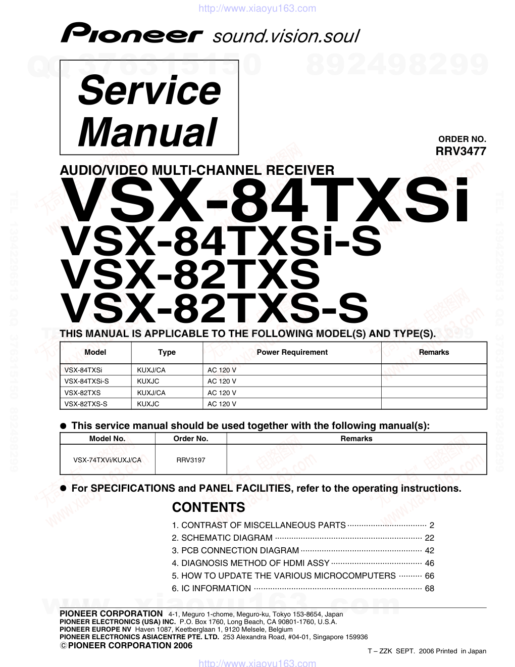 先锋PIONEER VSX-84TXSi-S电路图-0 先锋PIONEER VSX-84TXSi-S电路图-0