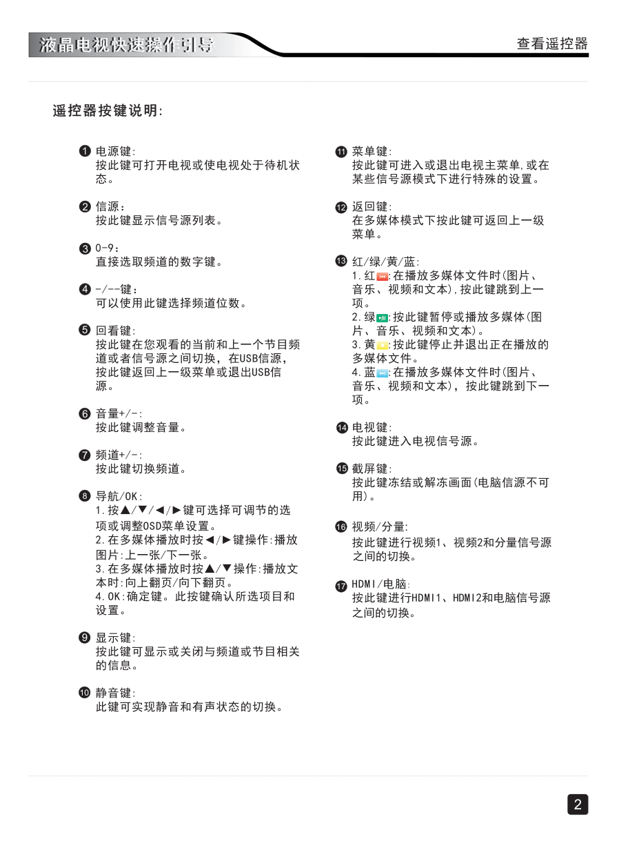 创维50E3100(8S22机芯)液晶彩电使用说明书-3 创维50E3100(8S22机芯)液晶彩电使用说明书-3