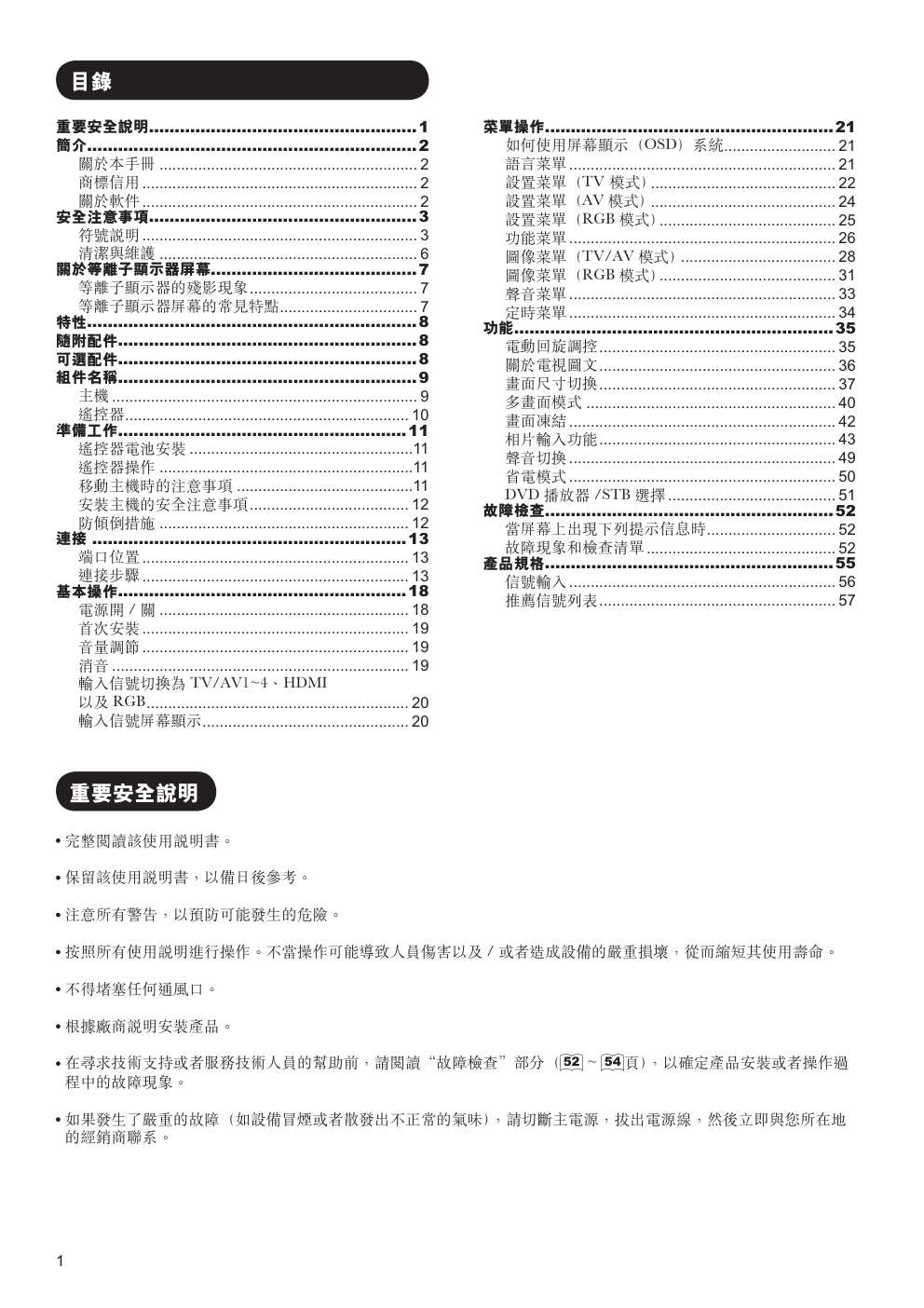 日立42PD9800TA等离子电视说明书-3