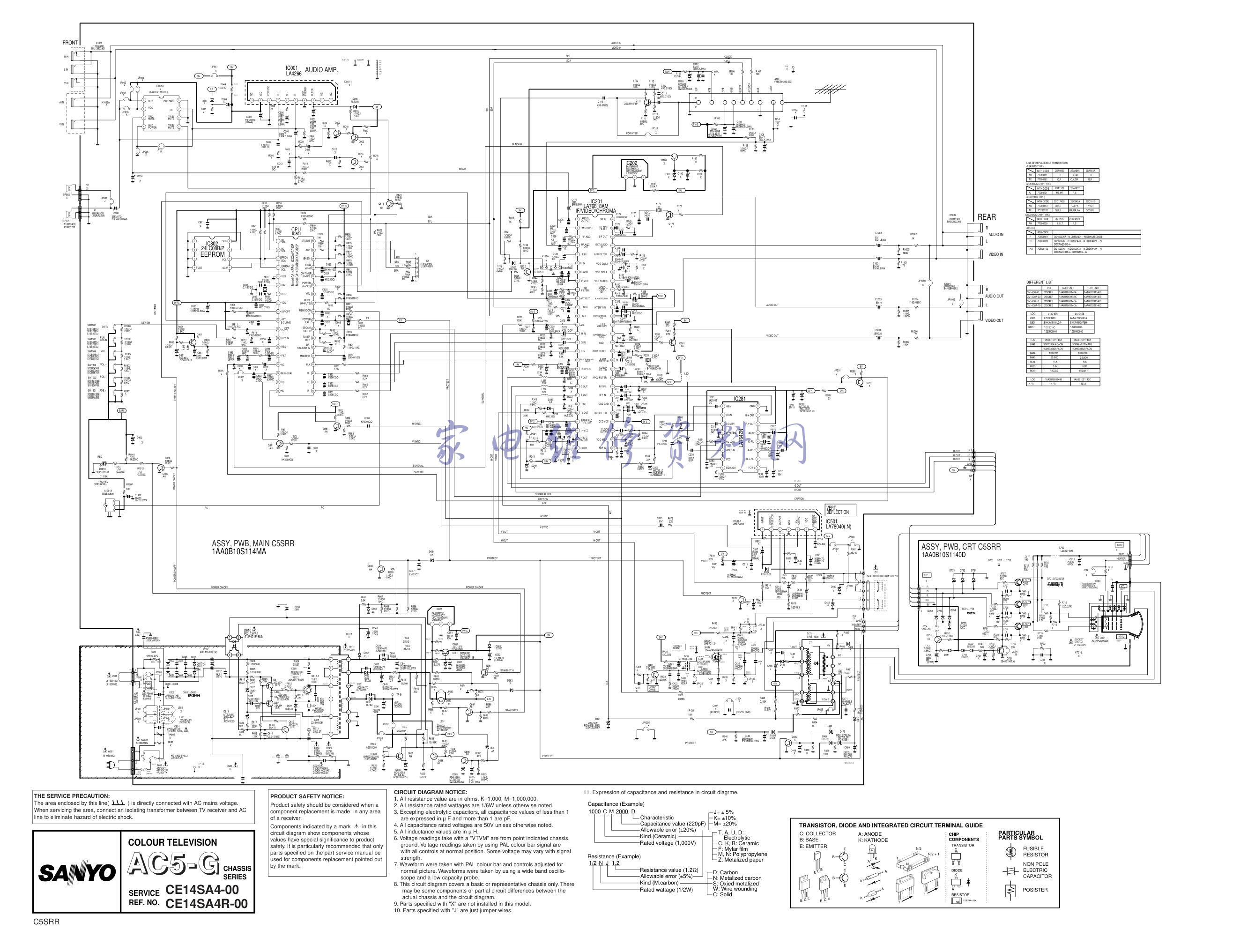 三洋 CE14SA4(AC5-G)彩电图纸-1 三洋 CE14SA4(AC5-G)彩电图纸-1