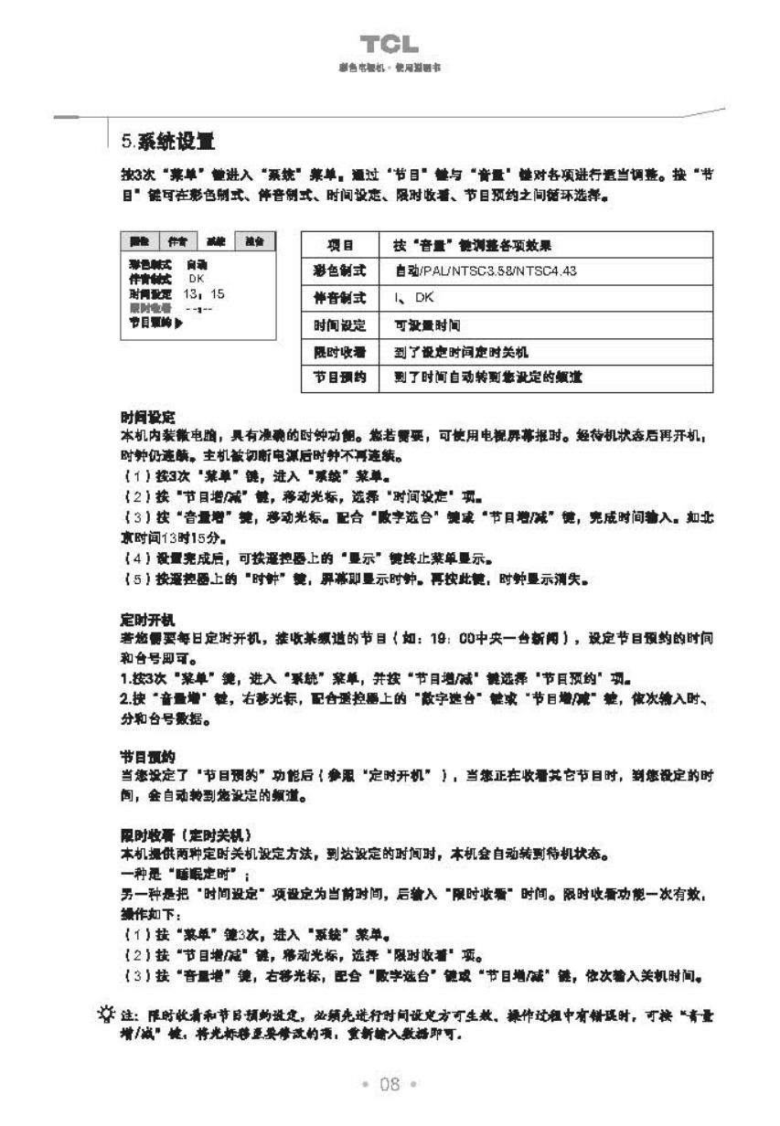 TCL王牌NT21B68彩电使用说明书-8 TCL王牌NT21B68彩电使用说明书-8
