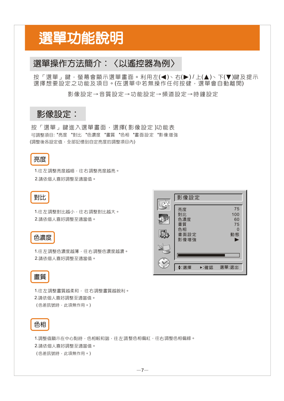 歌林HCT-H296型数位倍频电视机使用说明书-7