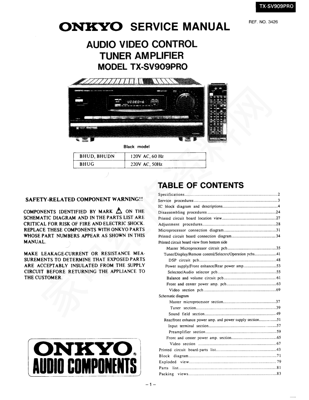 安桥ONKYO TX-SV909功放图纸-0 安桥ONKYO TX-SV909功放图纸-0
