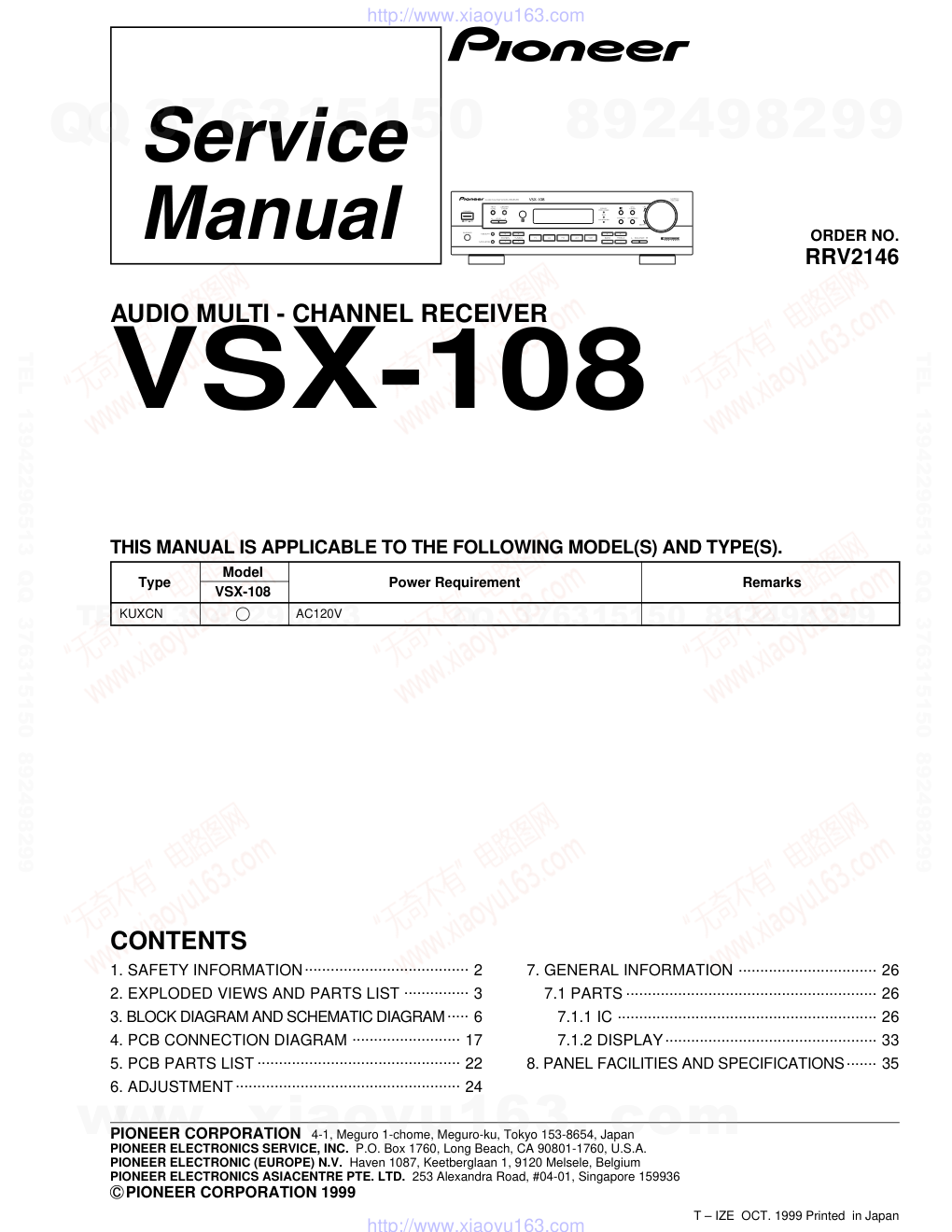 先锋PIONEER VSX-108电路图-0 先锋PIONEER VSX-108电路图-0