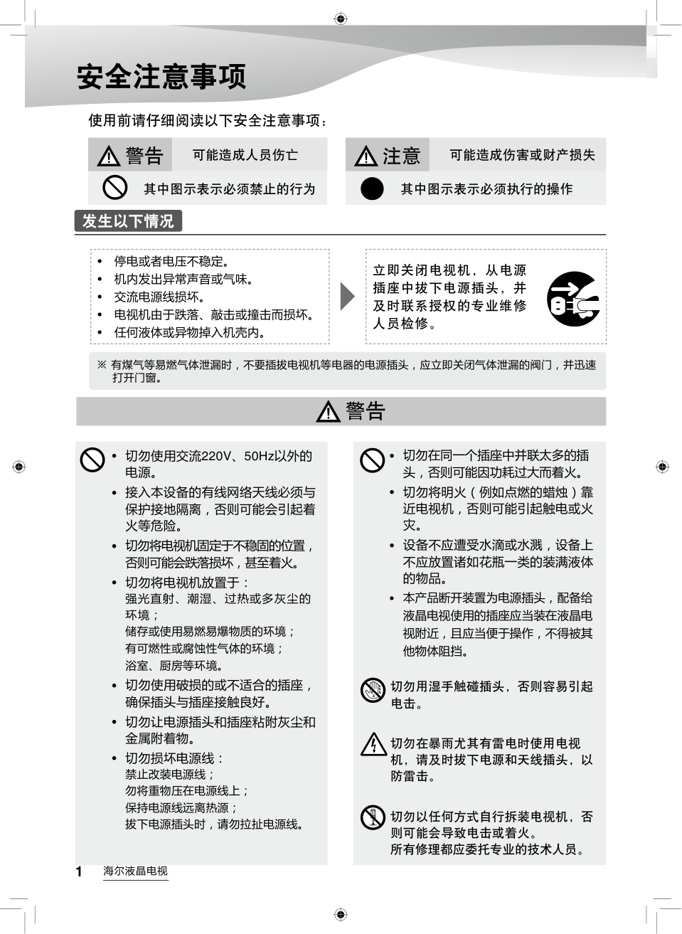 海尔LQ65AL88U81A38液晶彩电使用说明书-1