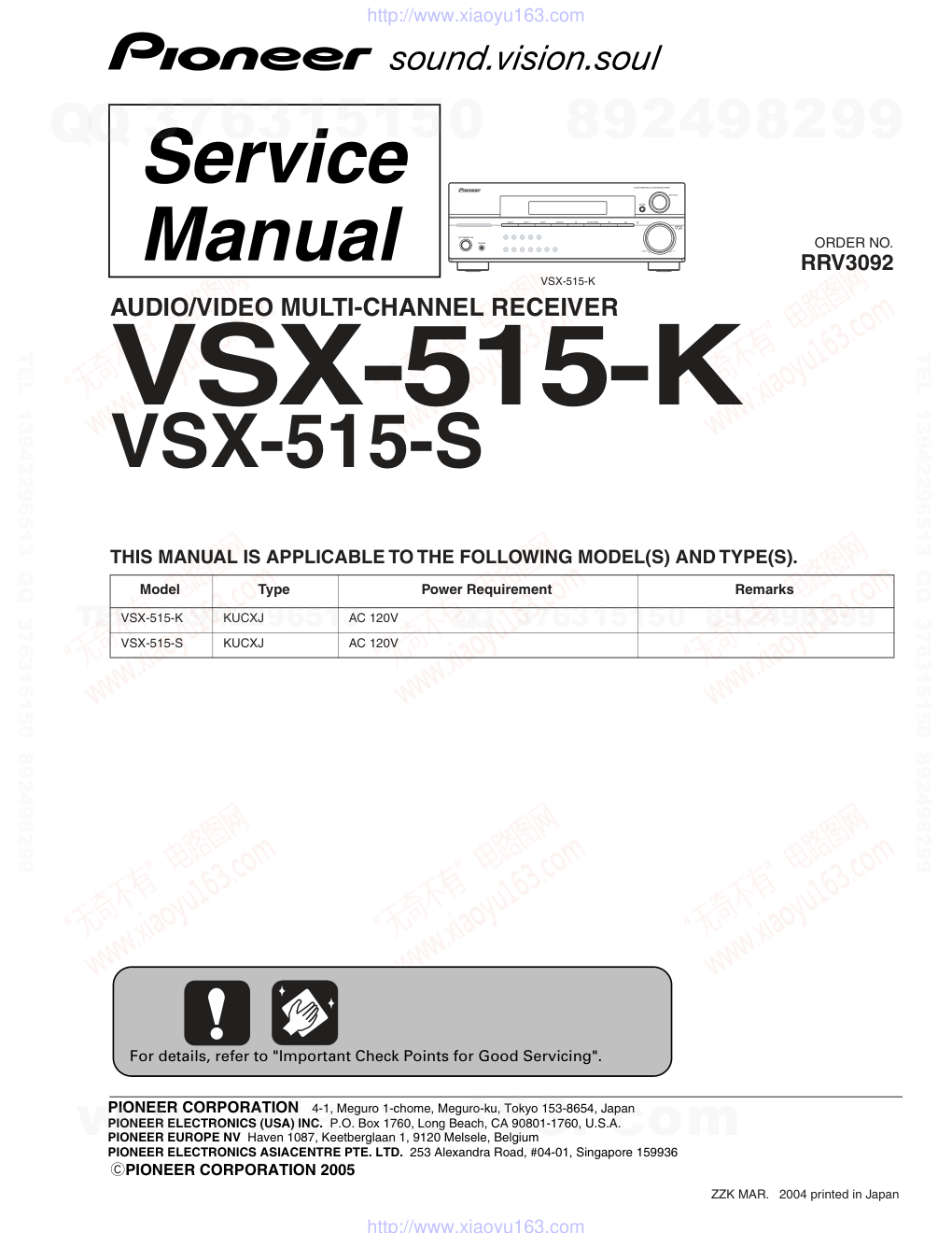 先锋PIONEER VSX-515-K电路图-0