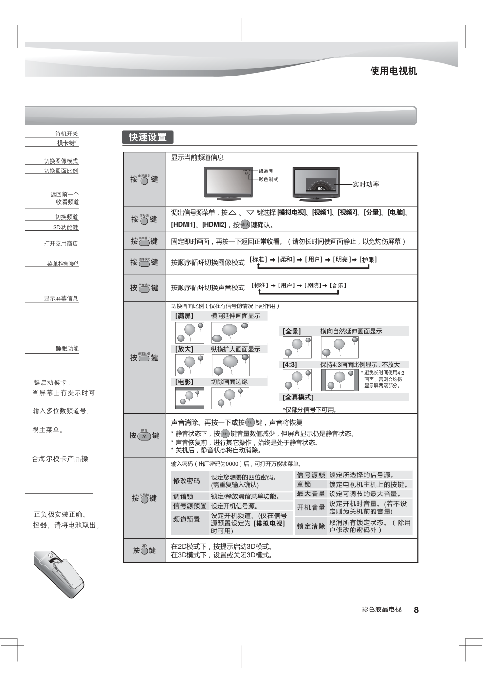 海尔LE32A710P液晶电视说明书-8