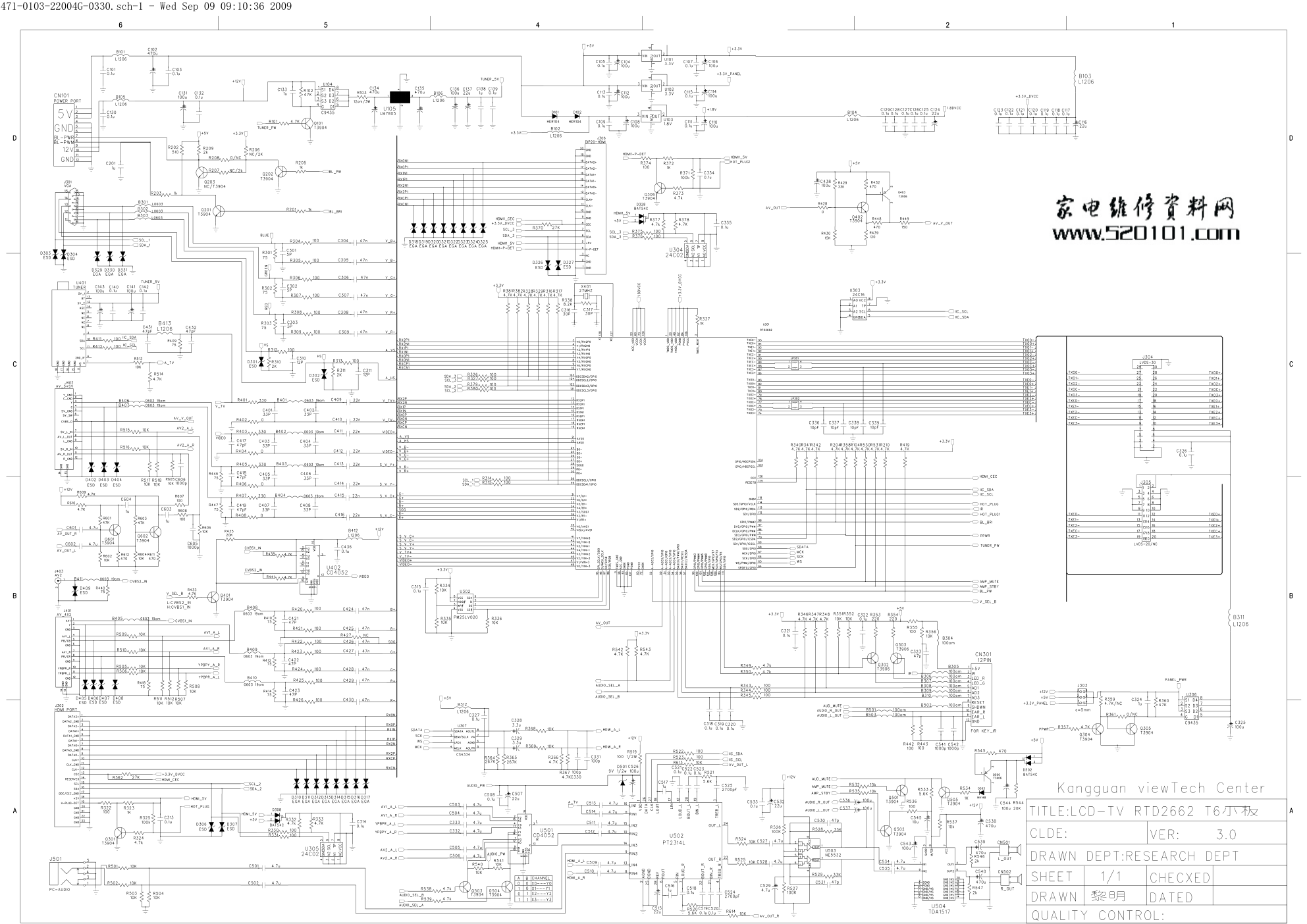 TCL L24B09液晶电视主板电路图-0 TCL L24B09液晶电视主板电路图-0