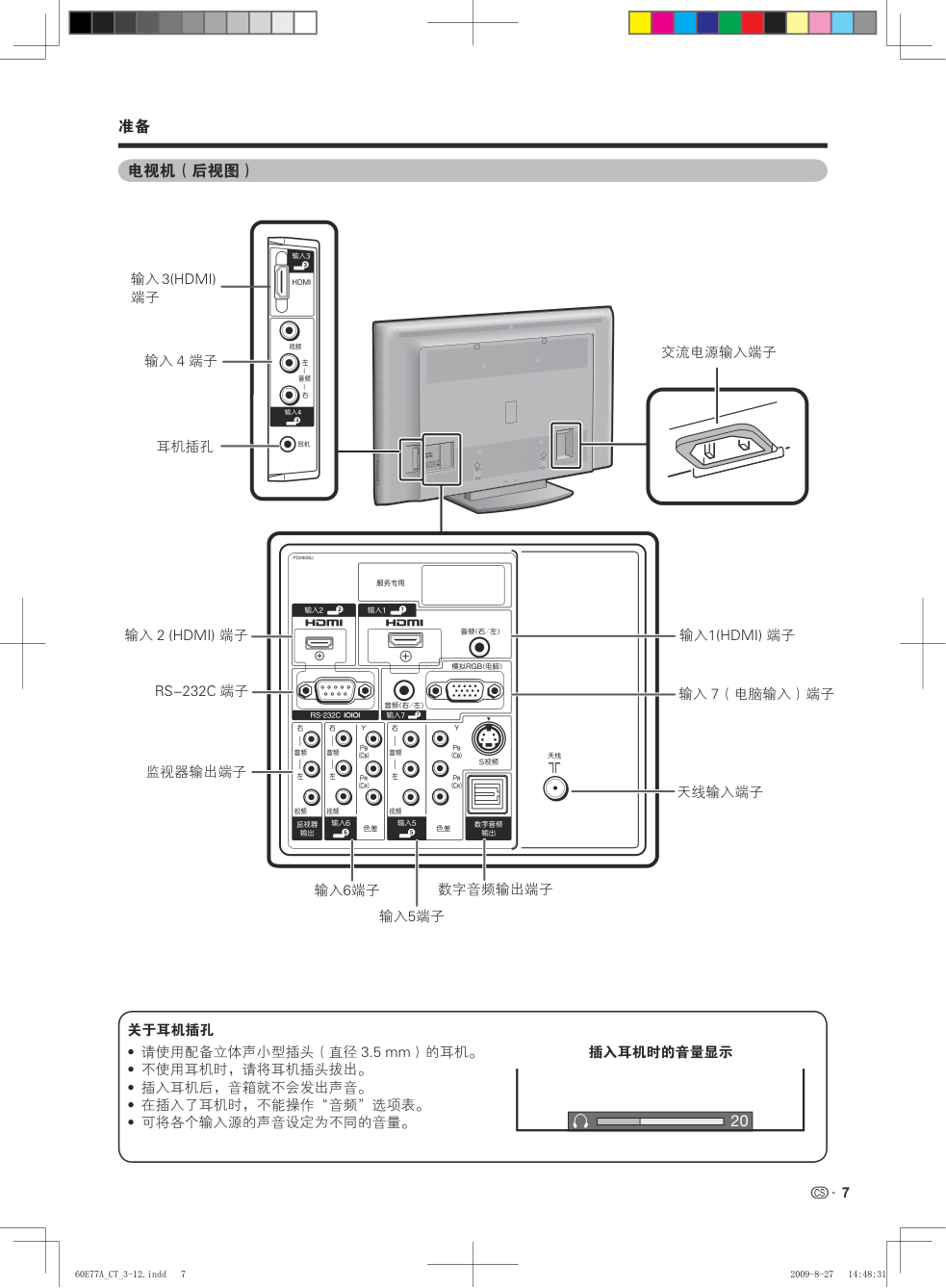 夏普LCD-60Z770A液晶彩电使用说明书-7 夏普LCD-60Z770A液晶彩电使用说明书-7