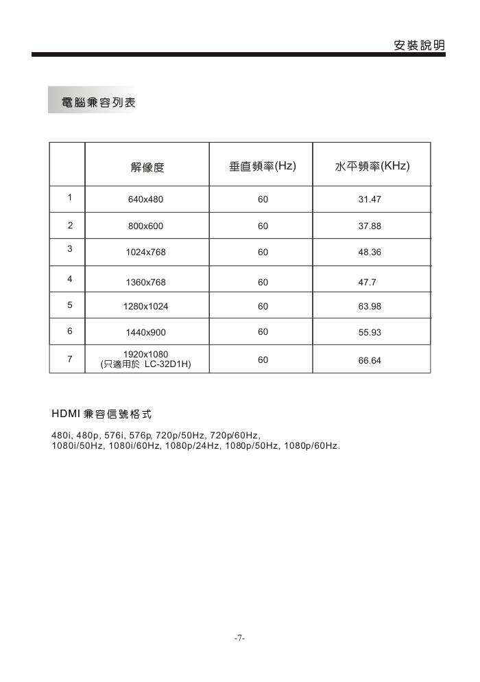 声宝LC-26D1H型电视机说明书-8