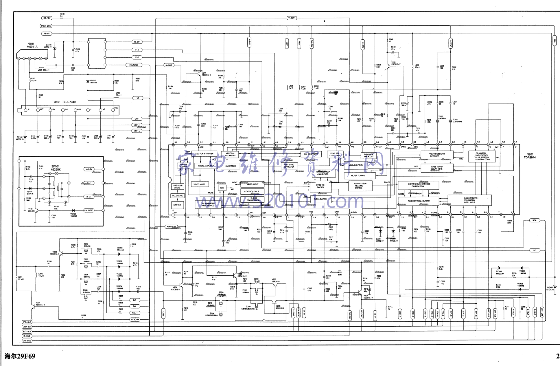 海尔29F69（WH2000A、TDA8844）彩电图纸-1