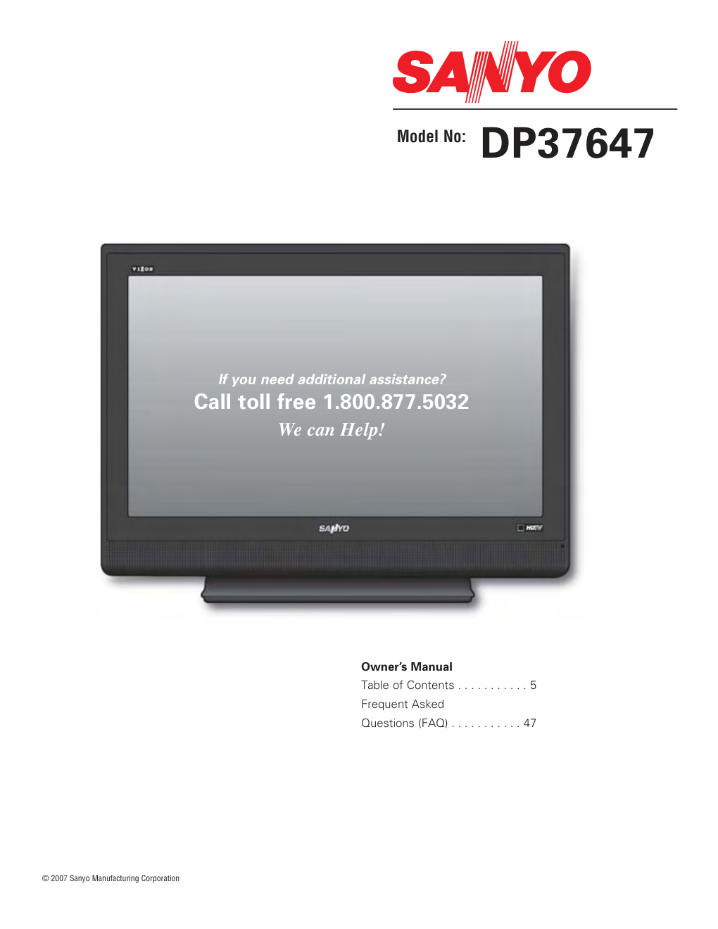 三洋DP37647液晶彩电使用说明书-1