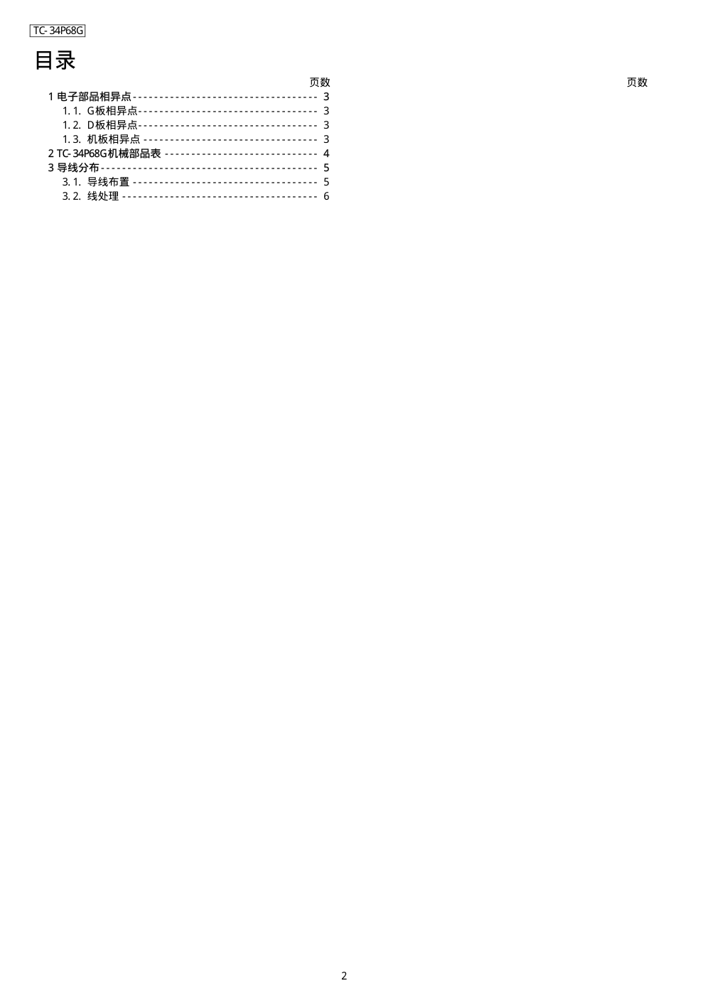 Panasonic TC-34P46G彩色电视机维修手册-1 Panasonic TC-34P46G彩色电视机维修手册-1