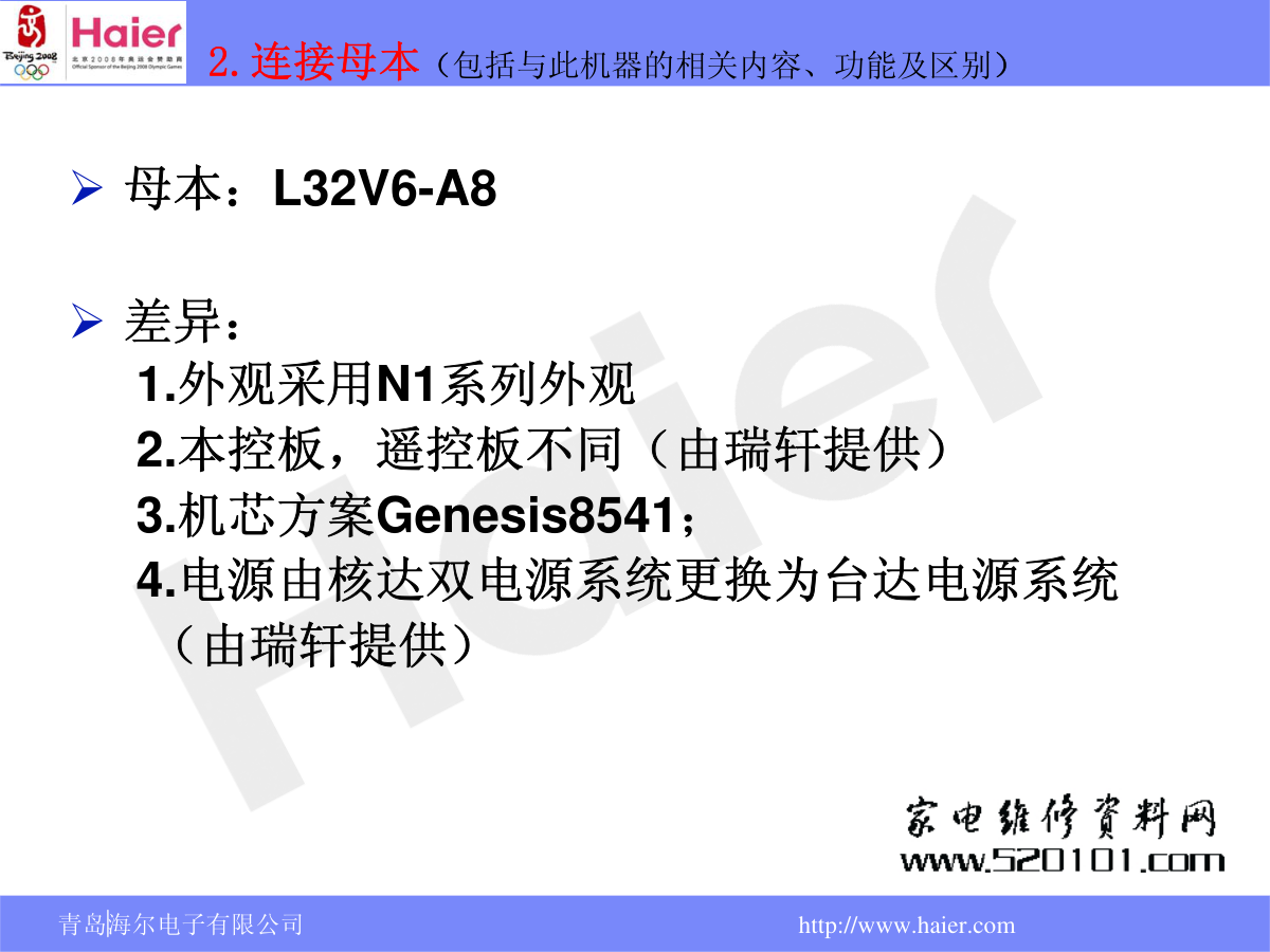 海尔L32N1液晶电视维修培训手册-4 海尔L32N1液晶电视维修培训手册-4