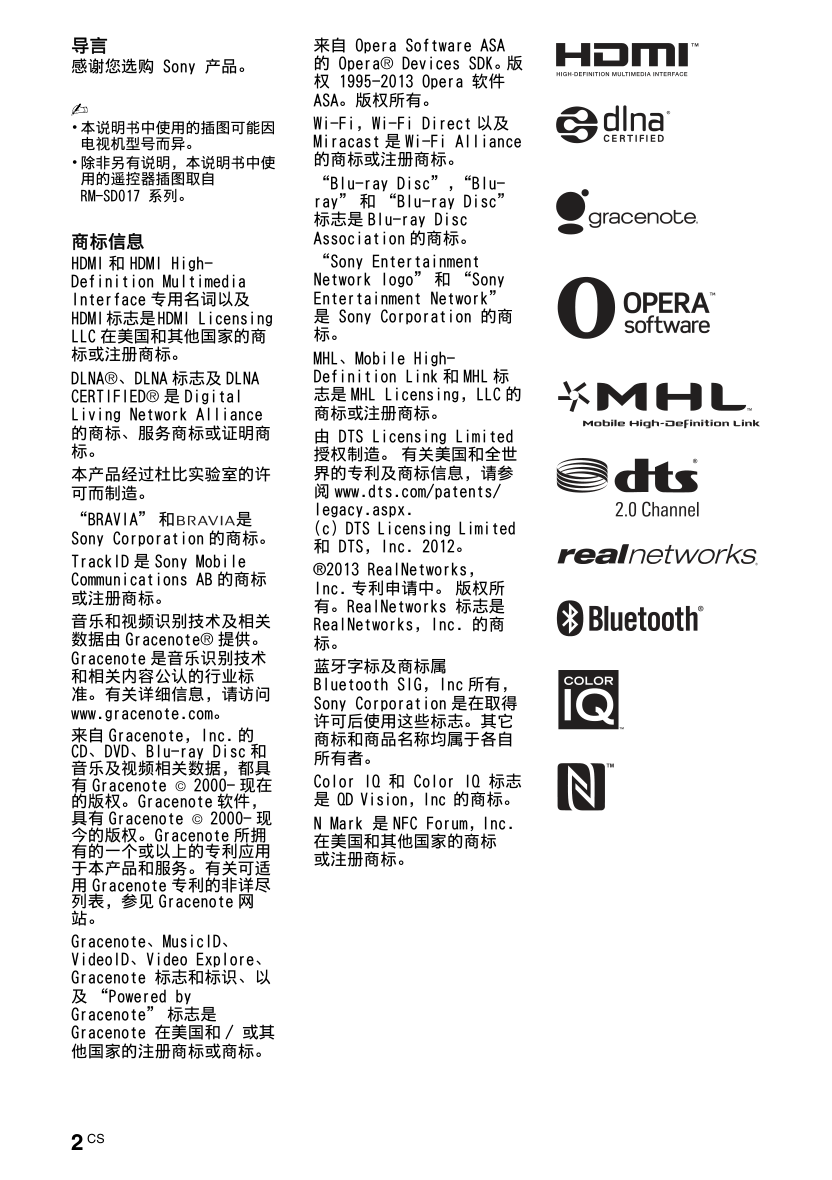 索尼KD-55X9000A液晶彩电使用说明书-1 索尼KD-55X9000A液晶彩电使用说明书-1