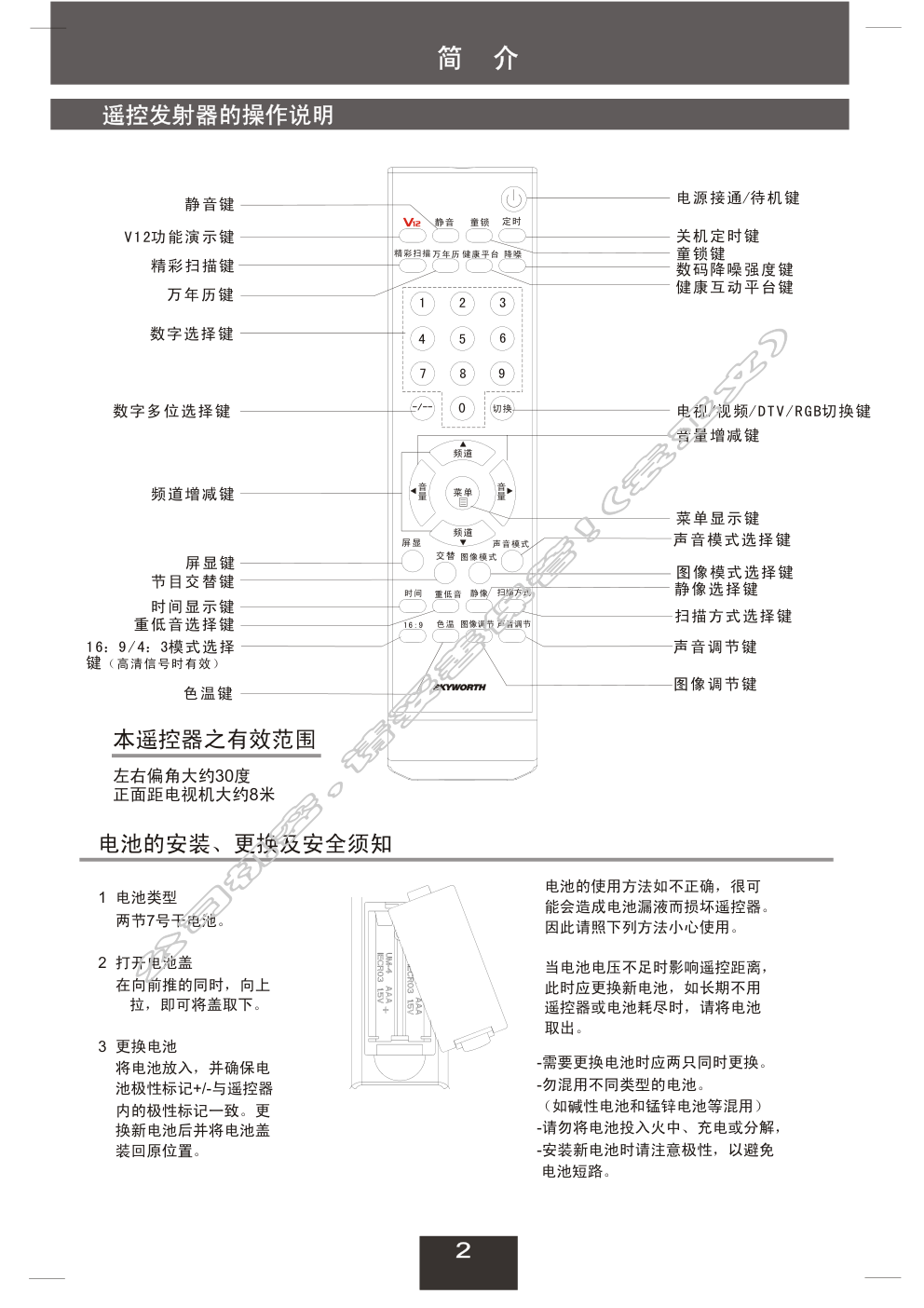 创维29T88HT(6D77机芯)彩电使用说明书-2 创维29T88HT(6D77机芯)彩电使用说明书-2