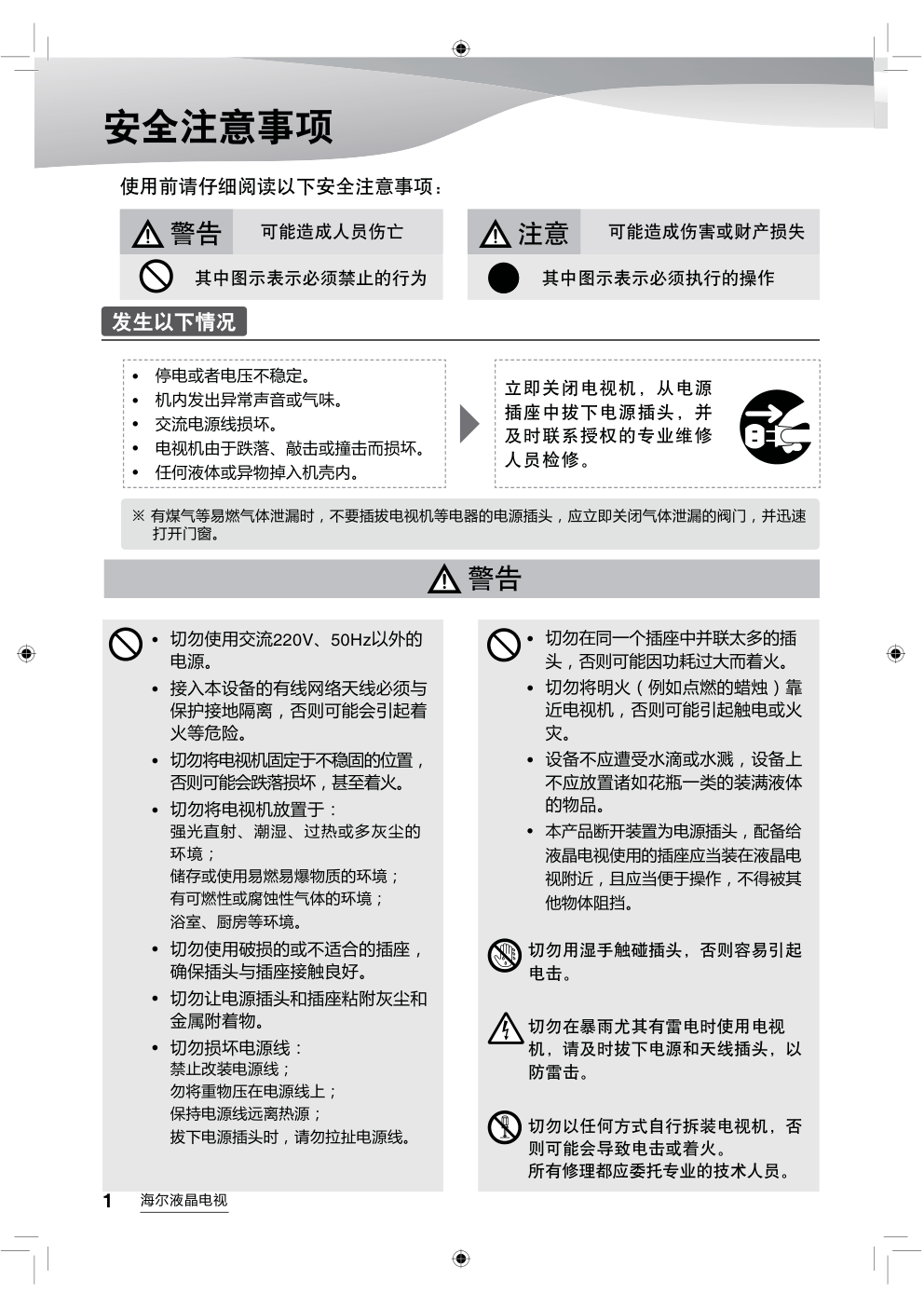 海尔LS55AL88T71液晶彩电使用说明书-1 海尔LS55AL88T71液晶彩电使用说明书-1