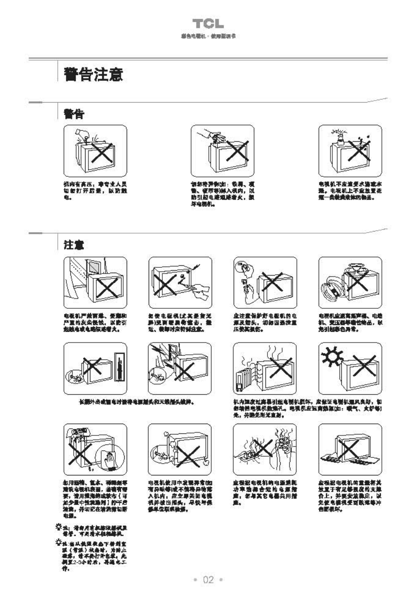 TCL王牌HD34B68I彩电使用说明书-2 TCL王牌HD34B68I彩电使用说明书-2
