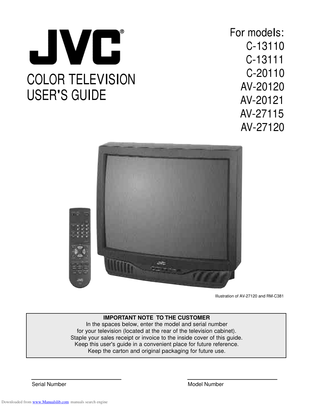 JVC胜利AV-20120彩电使用手册-0 JVC胜利AV-20120彩电使用手册-0