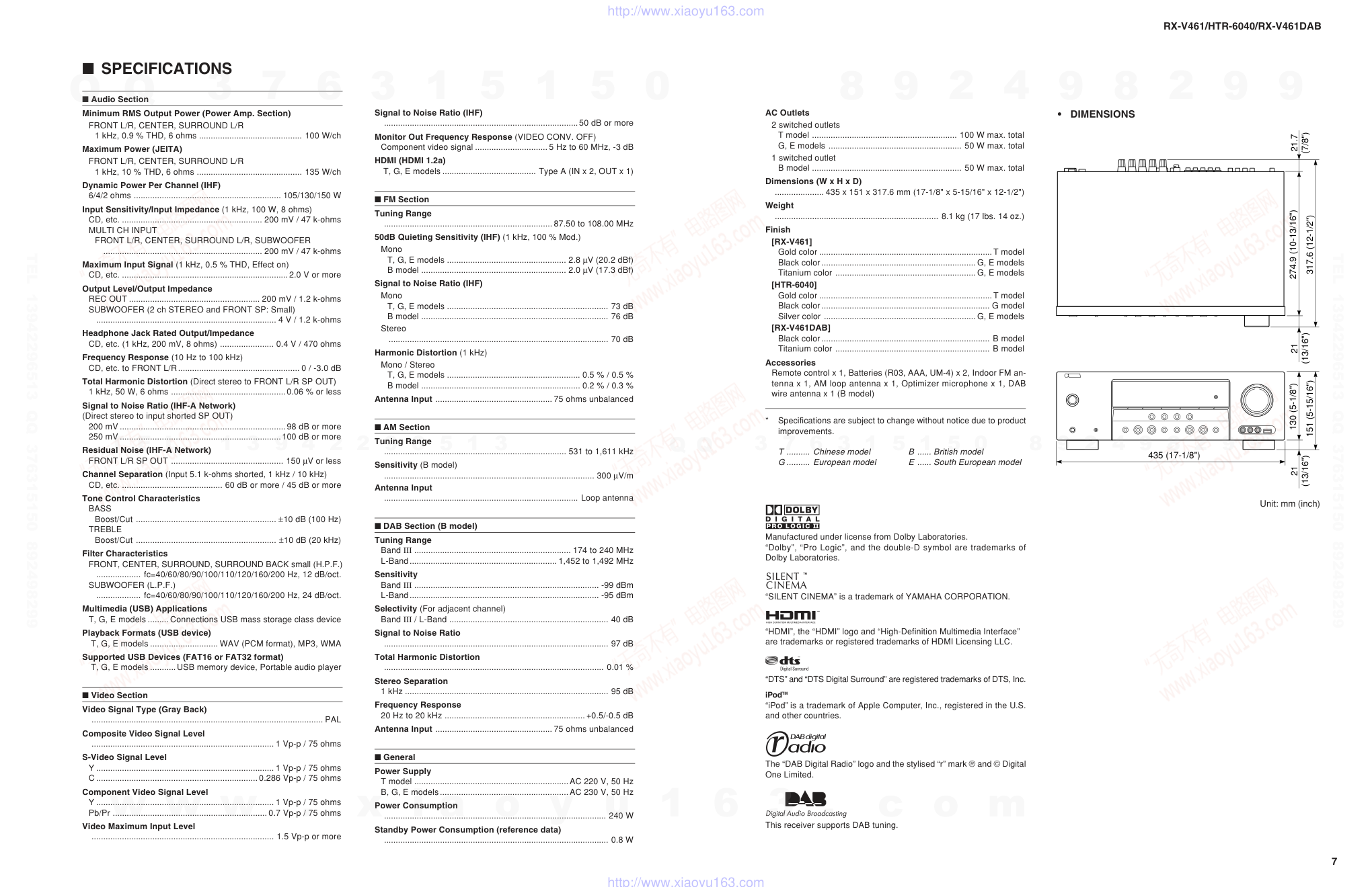 雅马哈YAMAHA RX-V461DAB电路图-6