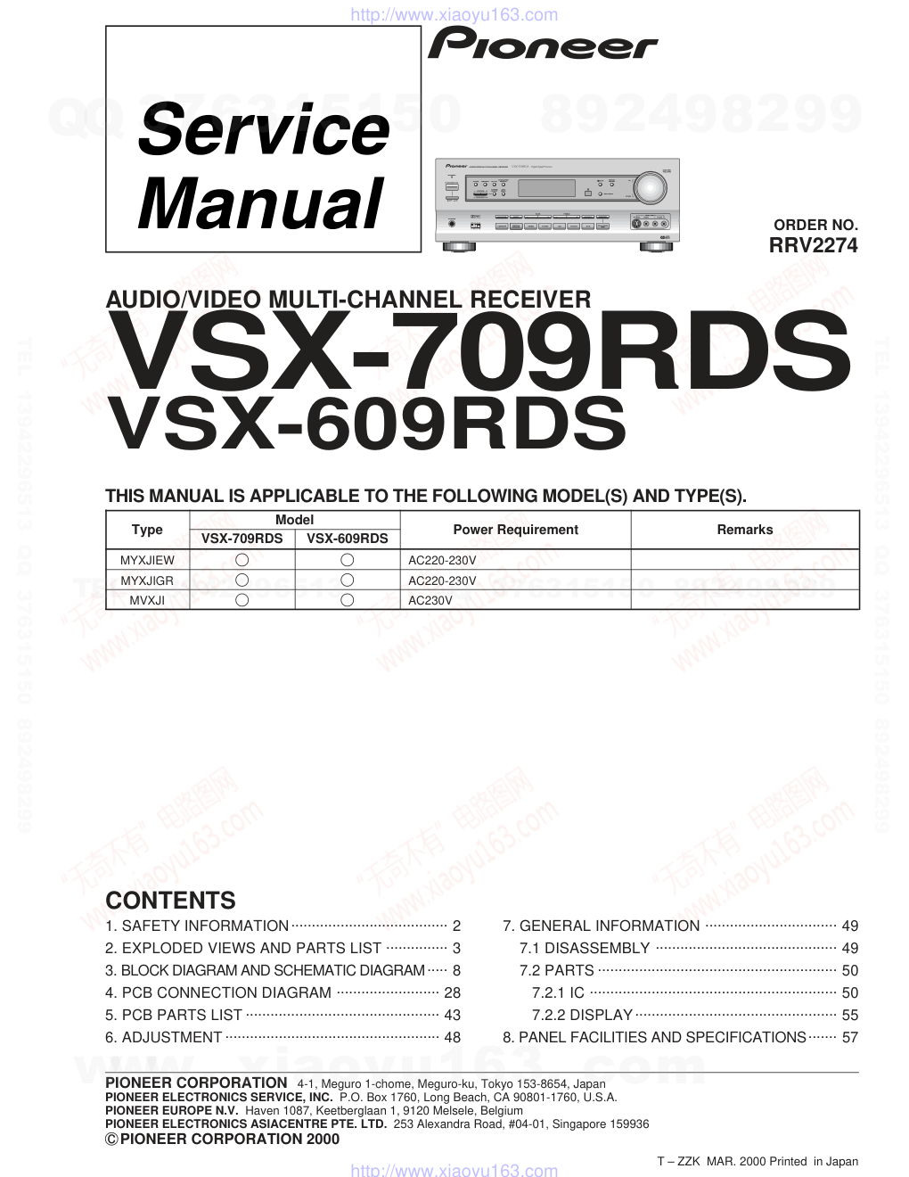 先锋PIONEER VSX-709RDS电路图-0 先锋PIONEER VSX-709RDS电路图-0