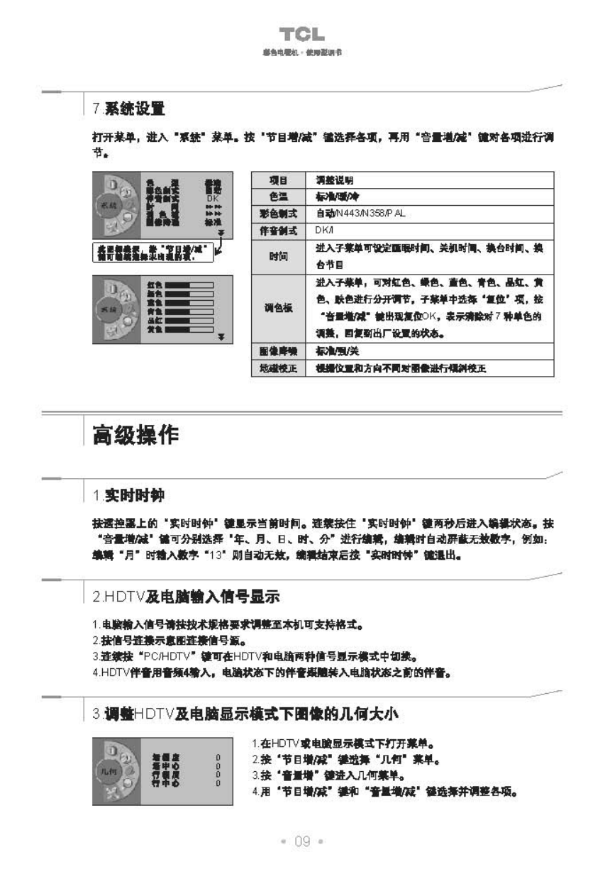 TCL王牌HD34A41彩电使用说明书-9 TCL王牌HD34A41彩电使用说明书-9