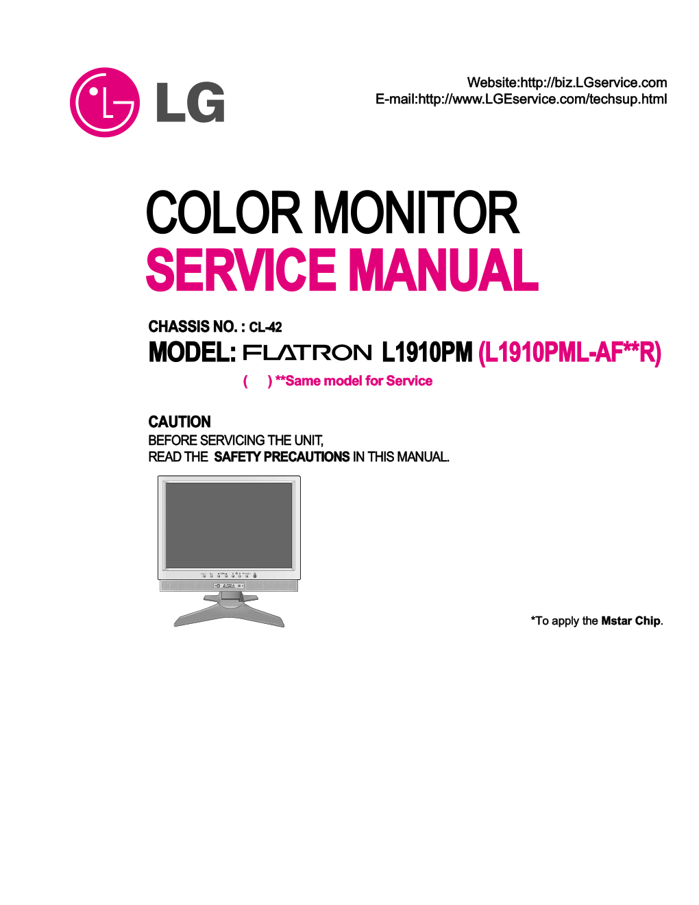LG L1910PM液晶显示器维修手册和图纸-0 LG L1910PM液晶显示器维修手册和图纸-0