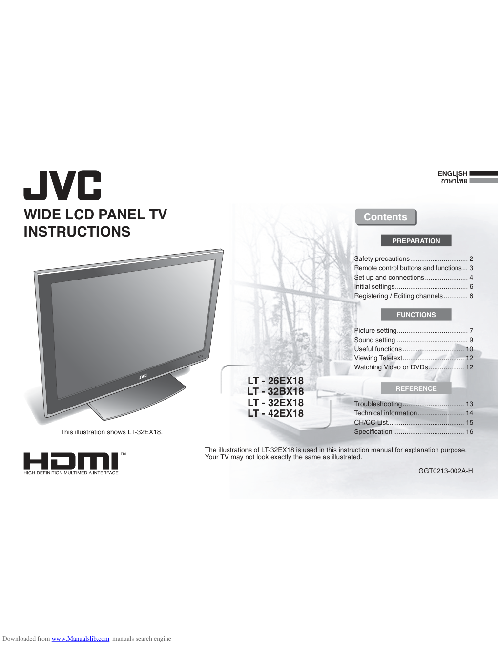 JVC胜利LT-32EX18液晶电视使用手册-0 JVC胜利LT-32EX18液晶电视使用手册-0