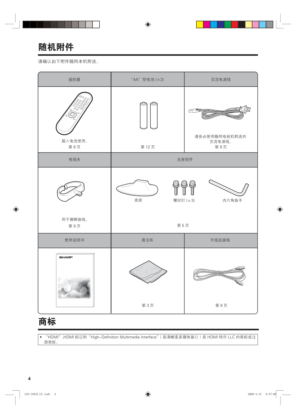 SHARP LCD-19A35-RD电视说明书-4 SHARP LCD-19A35-RD电视说明书-4