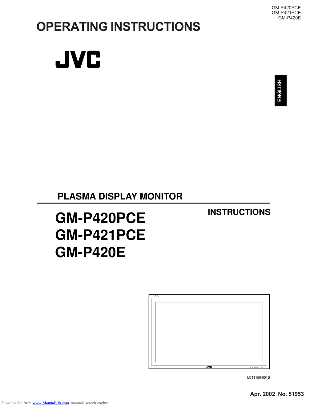 JVC胜利GM-P420PCE等离子液晶彩电使用说明书-0 JVC胜利GM-P420PCE等离子液晶彩电使用说明书-0
