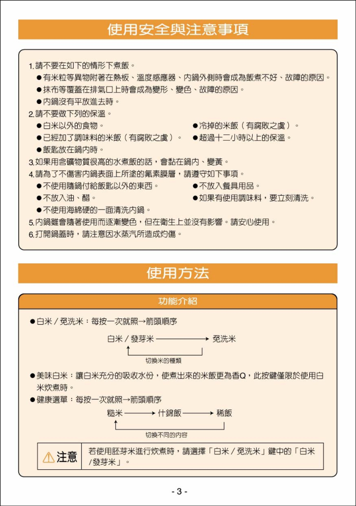 歌林NJ-MF18型电子锅使用说明书-2 歌林NJ-MF18型电子锅使用说明书-2