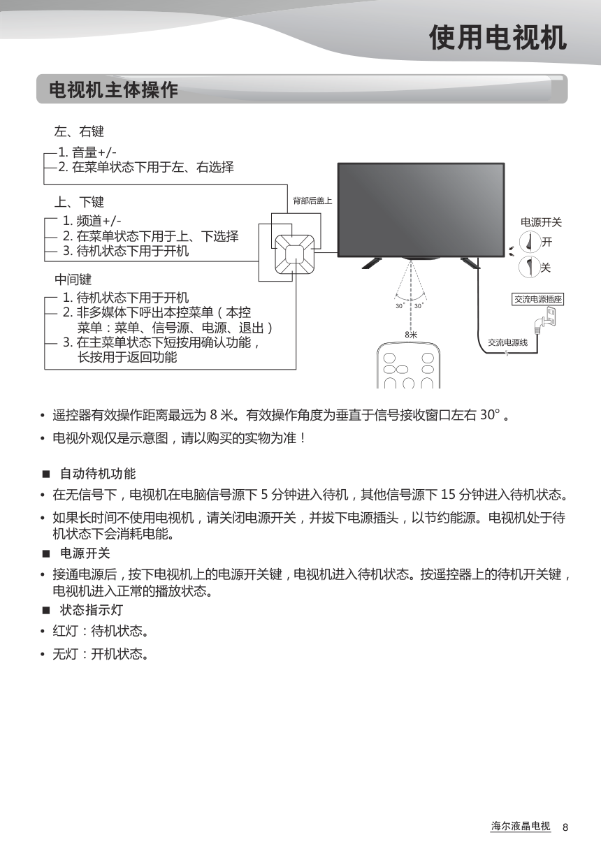 海尔43CH6000液晶彩电使用说明书-8 海尔43CH6000液晶彩电使用说明书-8
