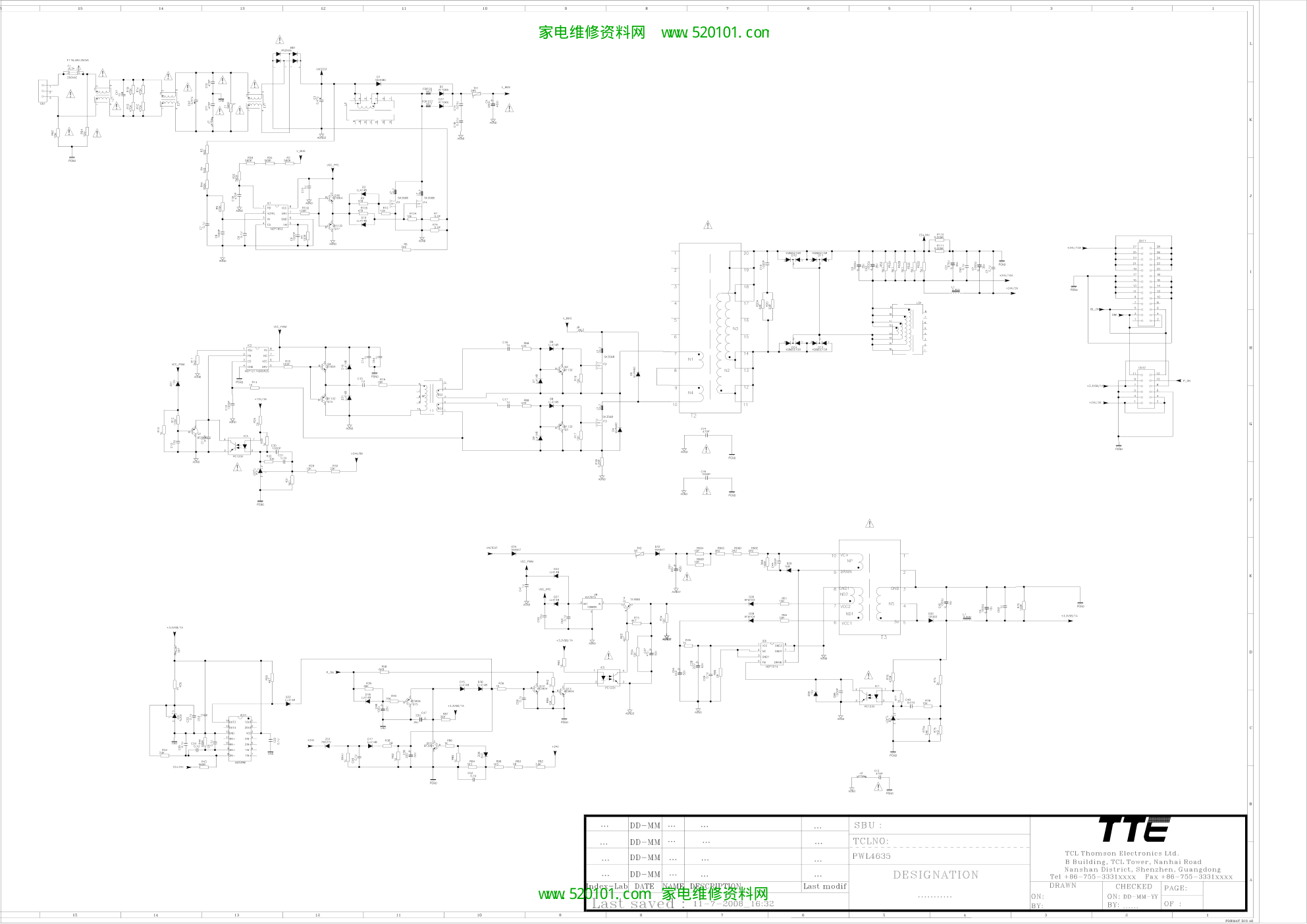 TCL王牌PWL4635彩电电源原理图-0