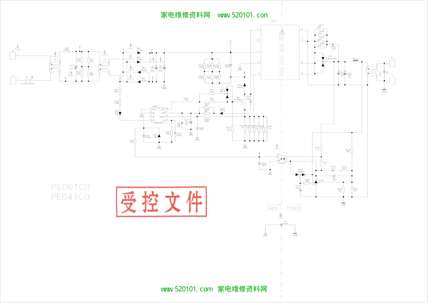 TCL王牌PE041C0-PE061C0(0504)彩电电源原理图-0 TCL王牌PE041C0-PE061C0(0504)彩电电源原理图-0