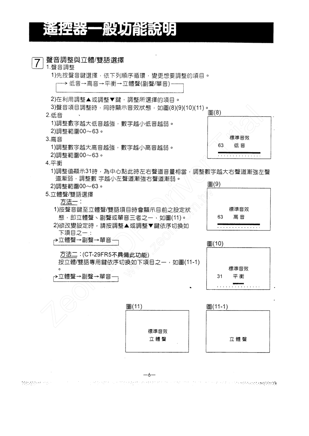 歌林CT-2902R型电视机使用说明书-6