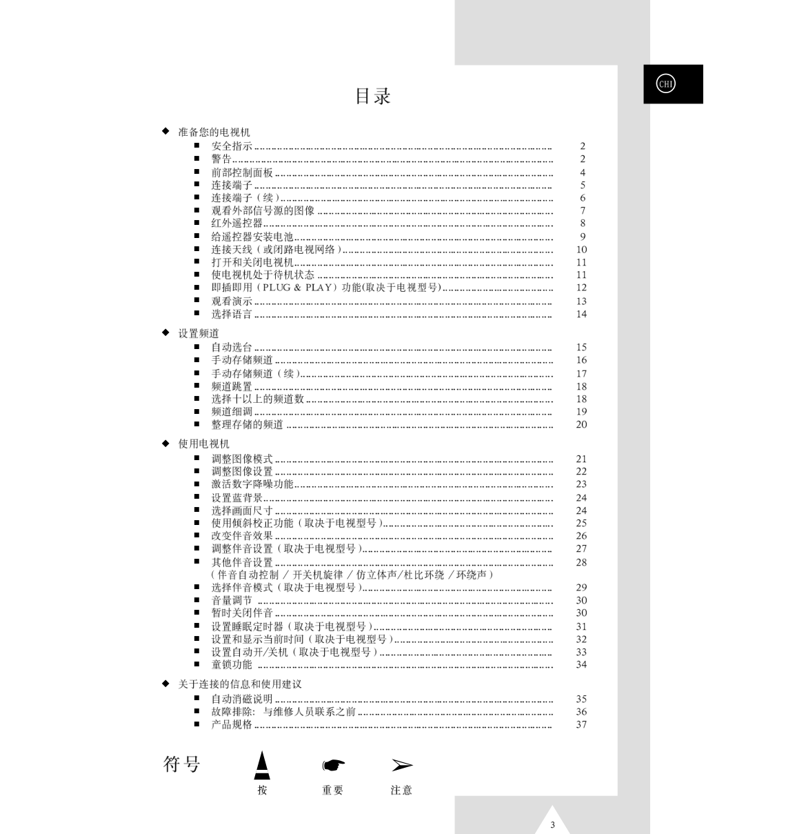 三星CS-29M16MA彩电使用说明书-2 三星CS-29M16MA彩电使用说明书-2