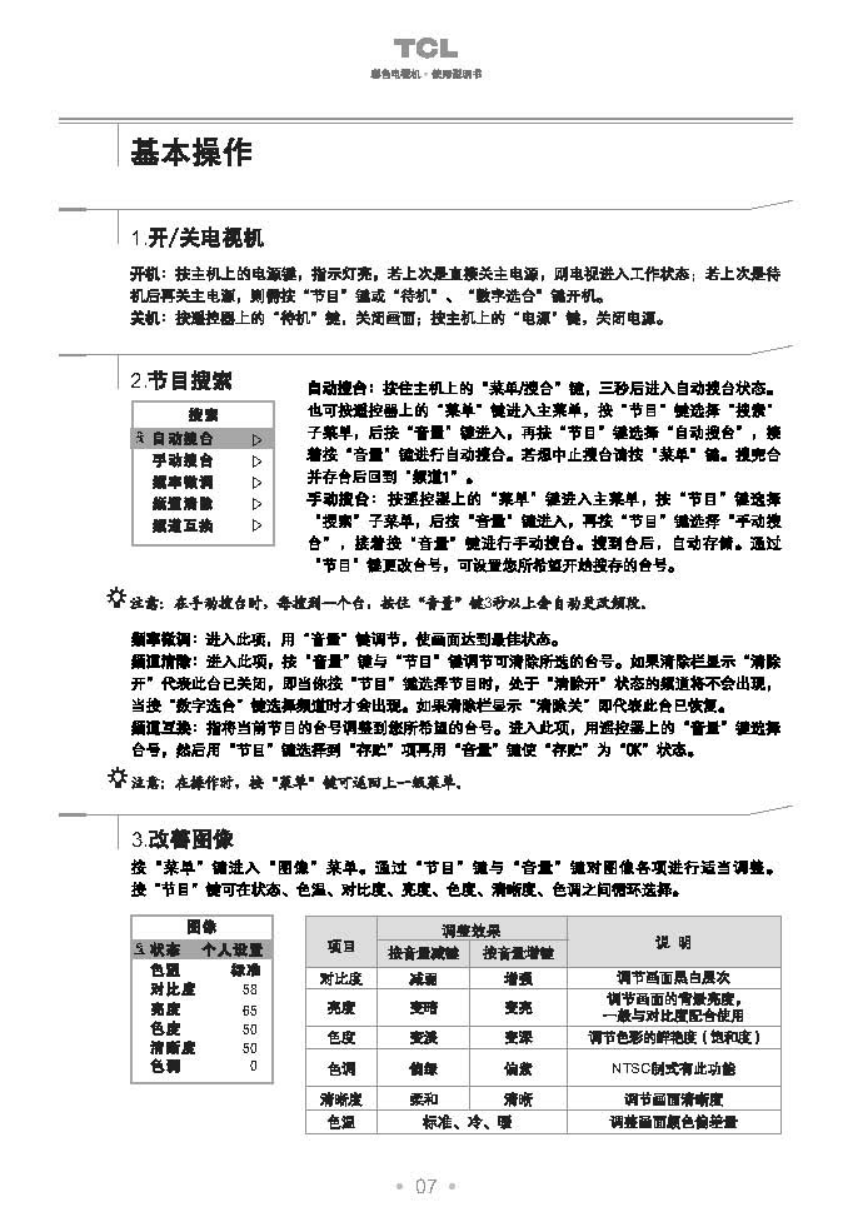 TCL王牌1475S彩电使用说明书-7 TCL王牌1475S彩电使用说明书-7