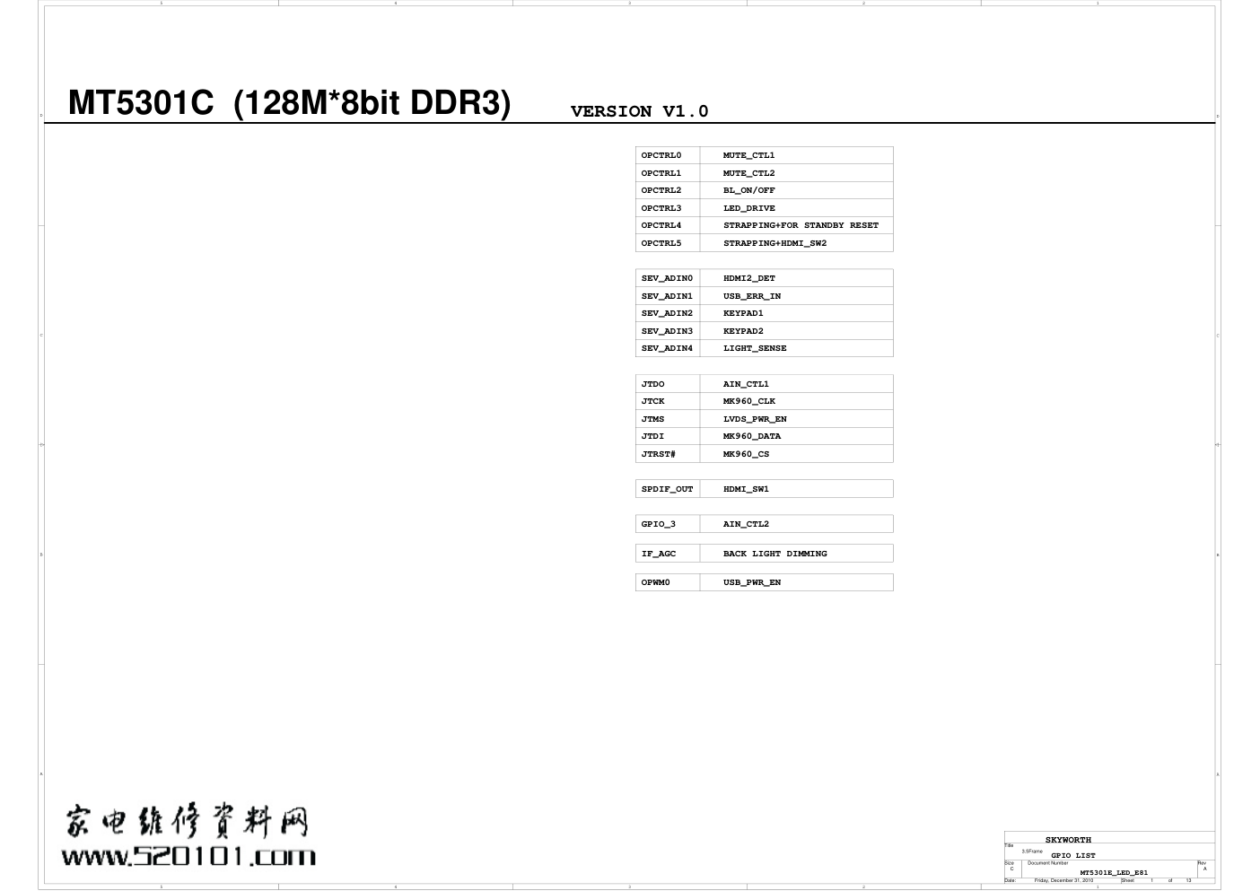 创维46E62RN液晶电视(8K48机芯)主板电路原理图-0 创维46E62RN液晶电视(8K48机芯)主板电路原理图-0