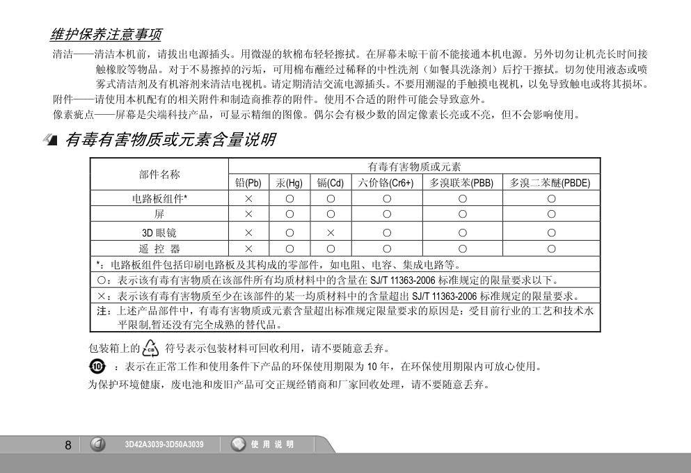 长虹3D42A3039液晶彩电使用说明书-9 长虹3D42A3039液晶彩电使用说明书-9