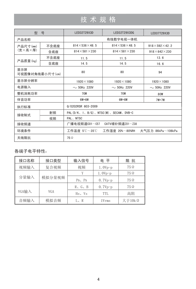 海信LED37T29X3D液晶彩电使用说明书-4
