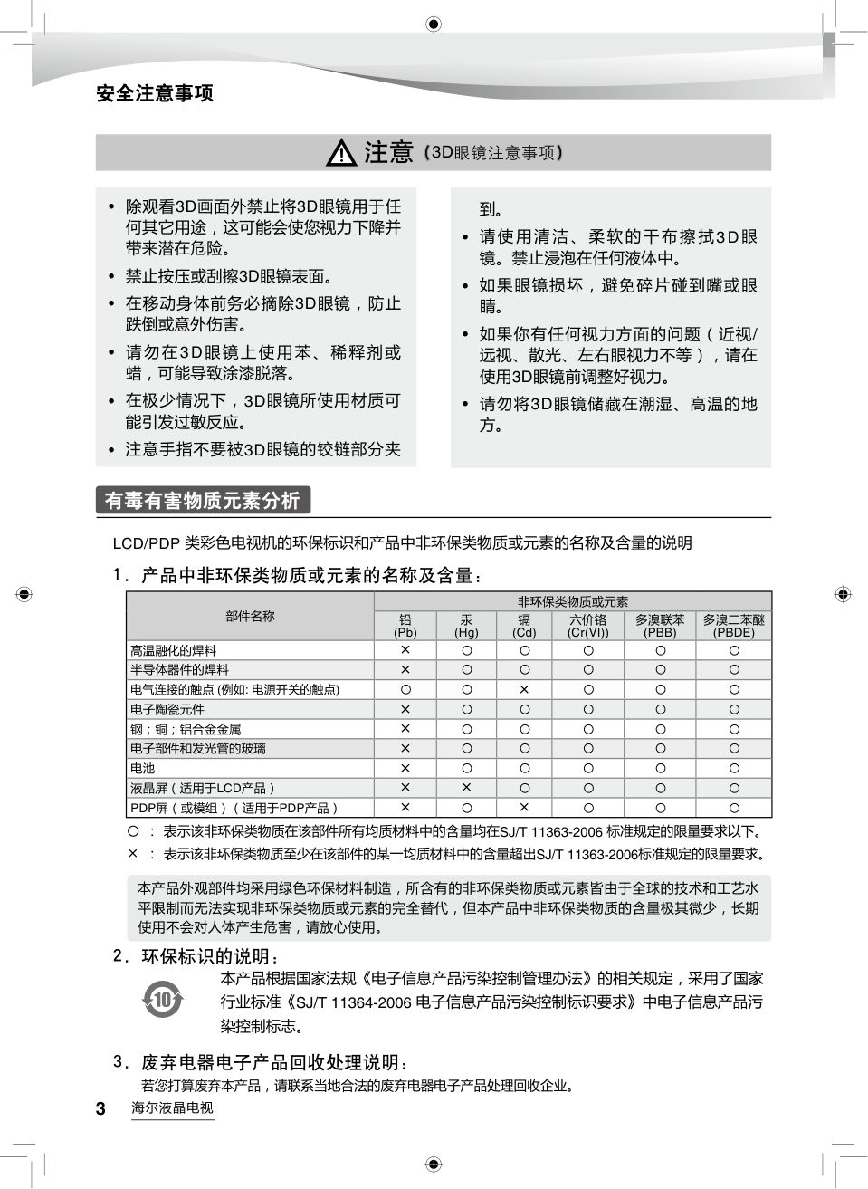 海尔LD39U3000液晶彩电使用说明书-3 海尔LD39U3000液晶彩电使用说明书-3