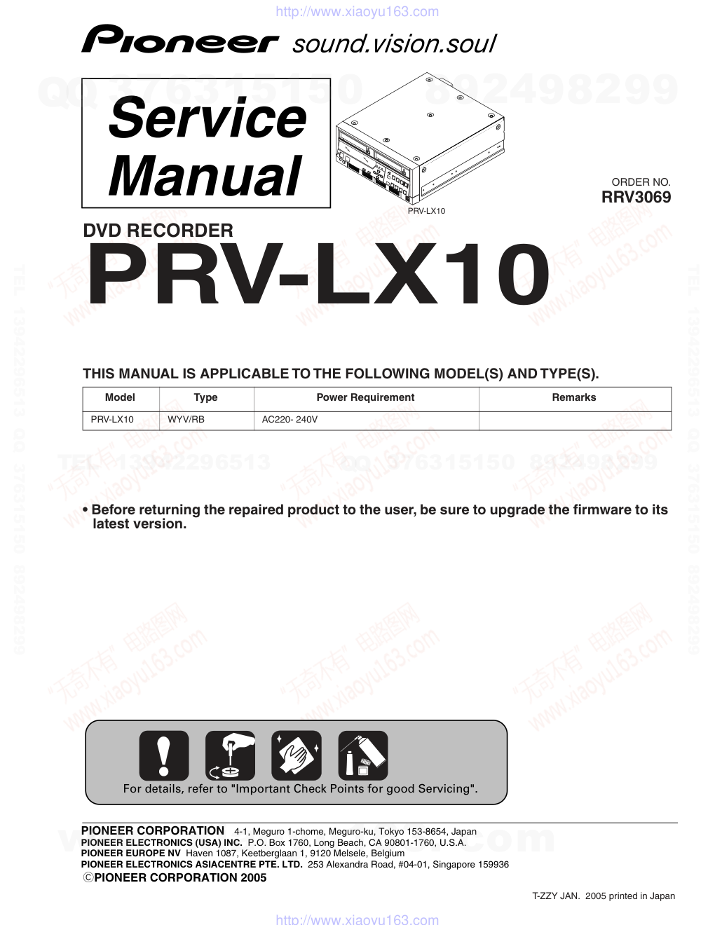 先锋PIONEER PRV-LX10音响电路图-0