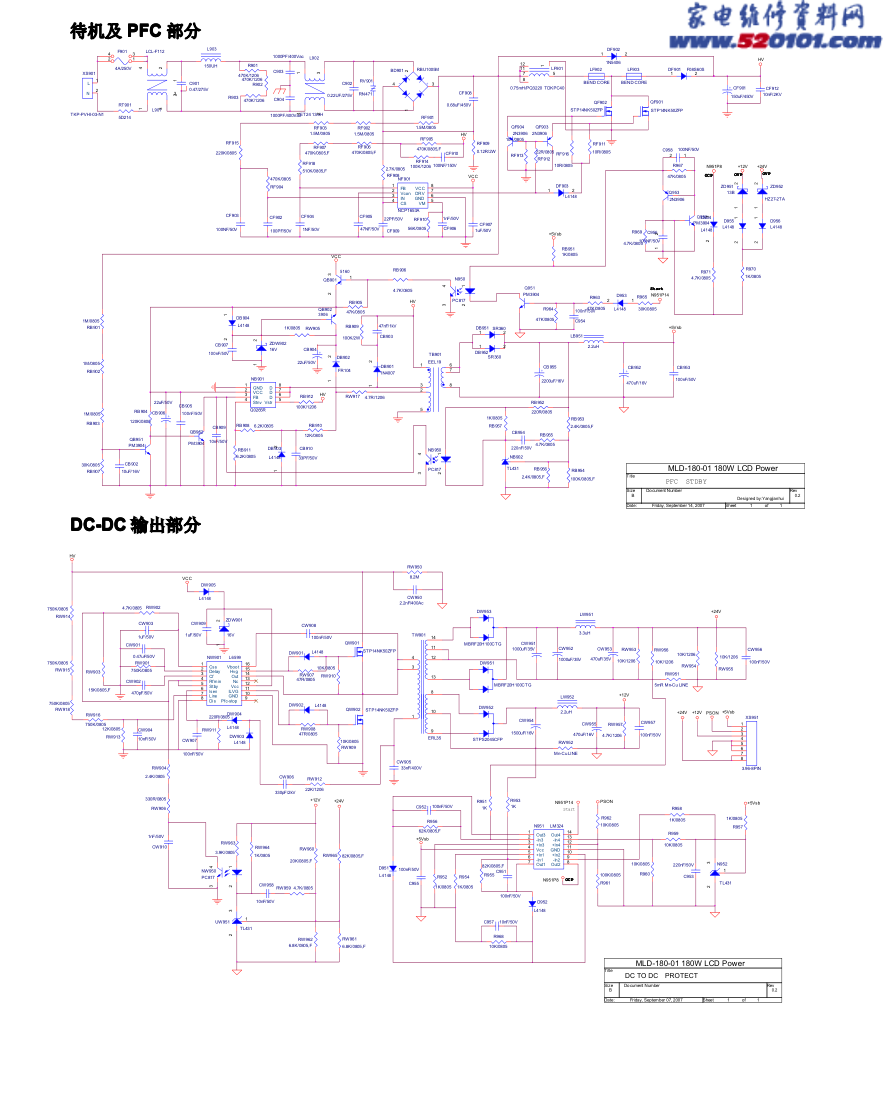 康佳LC32CS11液晶34005534(KPS180-01)电源板线路原理图-0