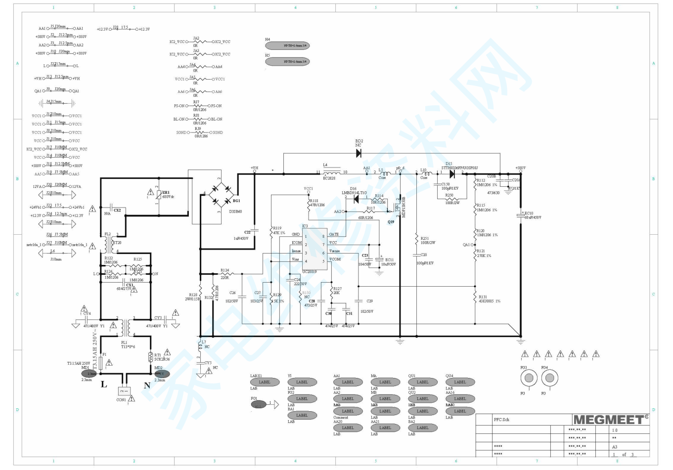 长虹彩电MPM50S-1M2 3A0电源原理图-0