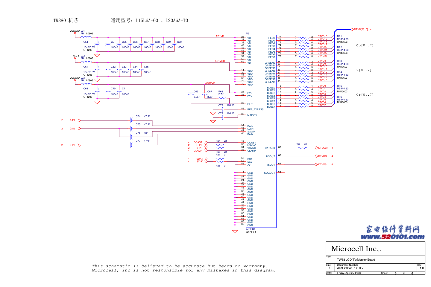 海尔L15L6A-G0、L20A6A-T0（TW8801机芯）电路原理图-2