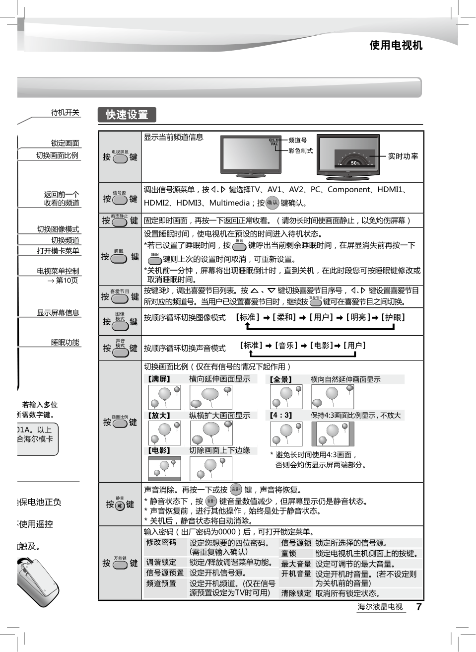 海尔H26E07液晶彩电使用说明书-8