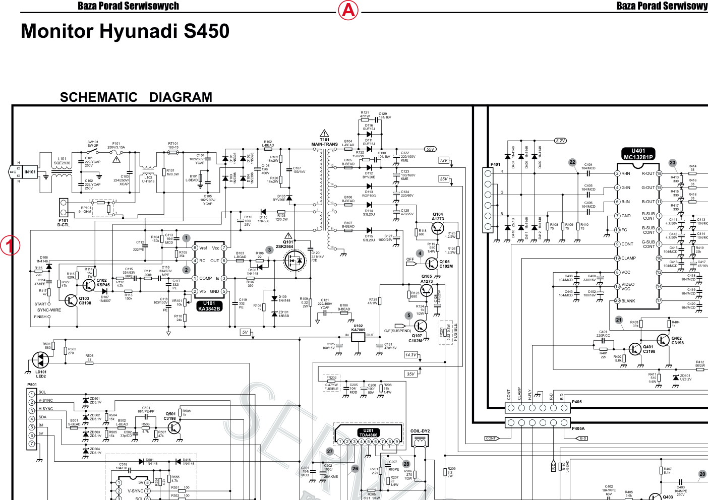 现代S450显示器电路原理图-1 现代S450显示器电路原理图-1