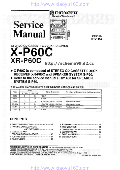 先锋PIONEER XR-P60C电路图-0 先锋PIONEER XR-P60C电路图-0