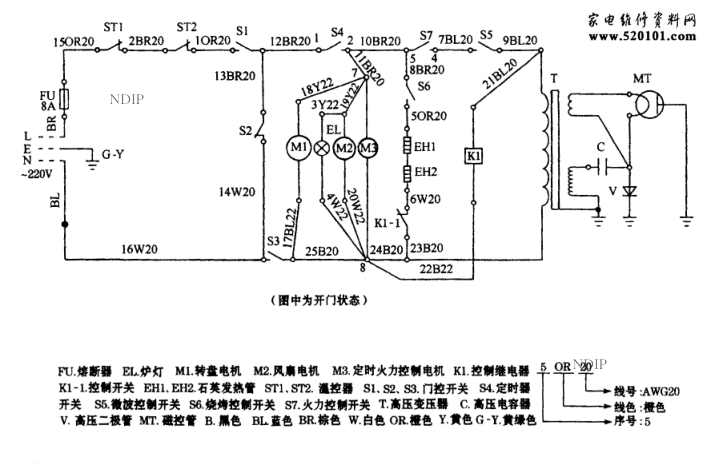 富士宝WG-8512机械式烧烤型微波炉电路图-0