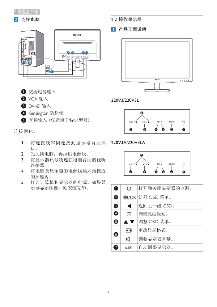 飞利浦220V3LSB93液晶显示器说明书-6 飞利浦220V3LSB93液晶显示器说明书-6